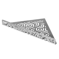 Detail image TI-SHELF triangular stainless steel shelf with Penta pattern and railing #A0004347