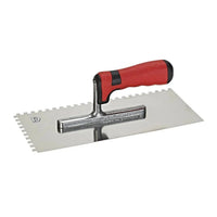 Tandspaan met rode kunststof greep en 6 x 6 mm vertanding #A0003029